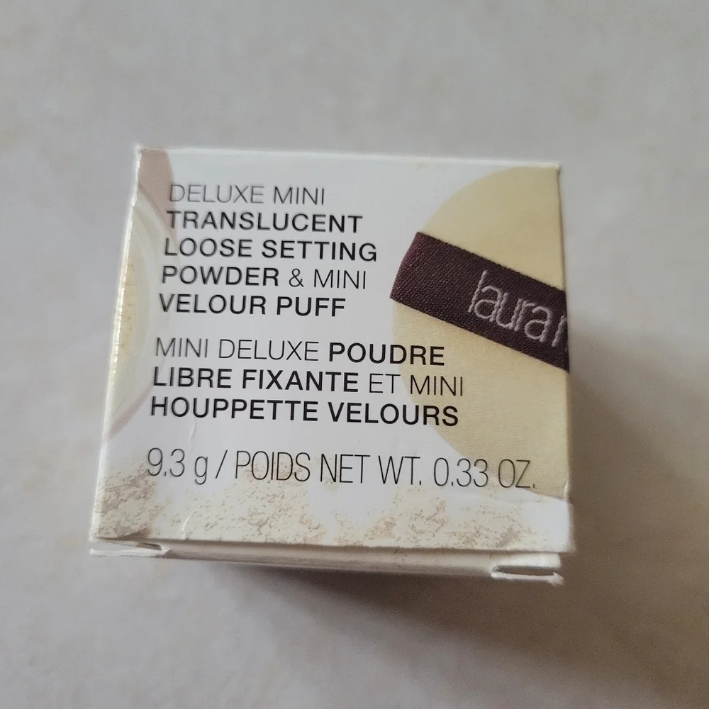 Laura Mercier Delux Mini Translucent Loose Setting Powder & Velour Puff New